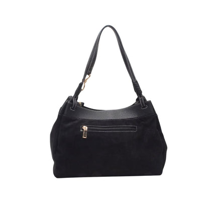 Damen-Schultertasche mit Wildleder und vegan-Leder Material-Mix