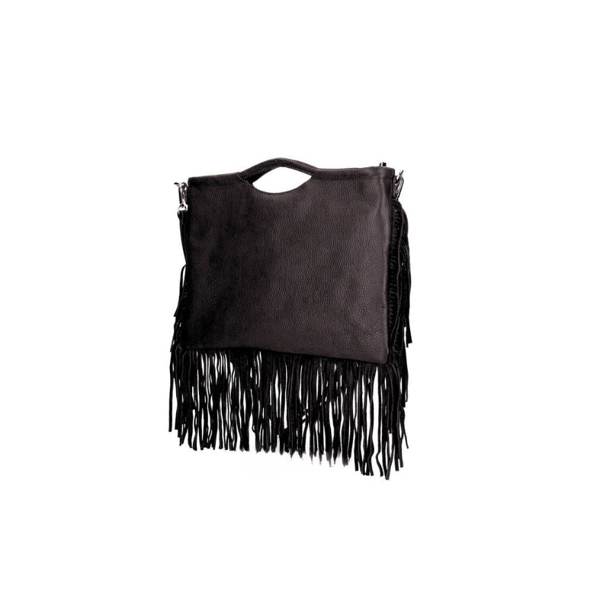 Rosanne - Boho Fransen-Clutch mit Schulterriemen