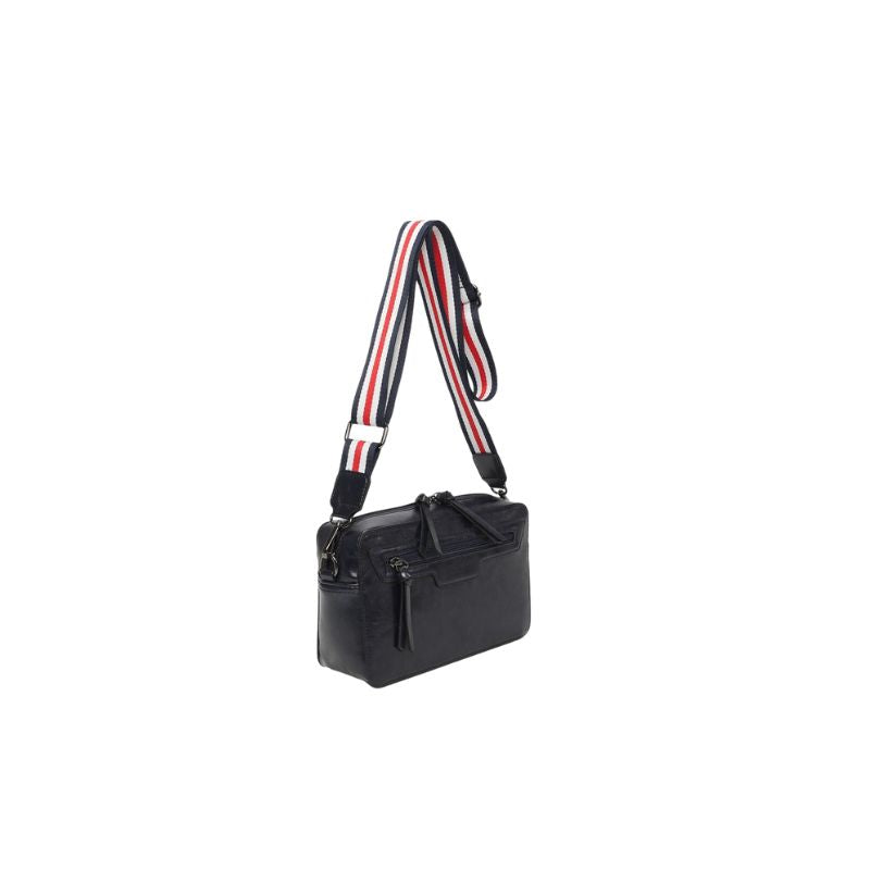 Damen Crossbody Bag mit breitem Gurt und schönem Designdetails silber
