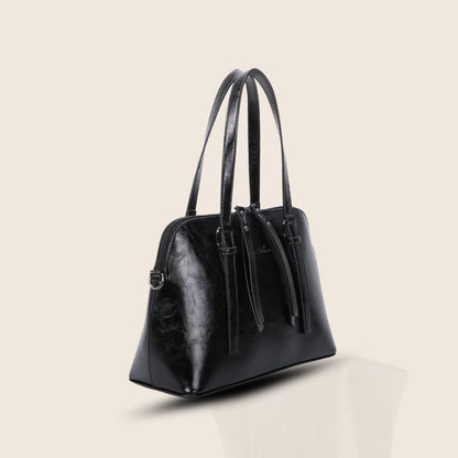 Schwarze Tragetasche mit Tragegriffes und Schulterriemen für Shopping und Alltag 