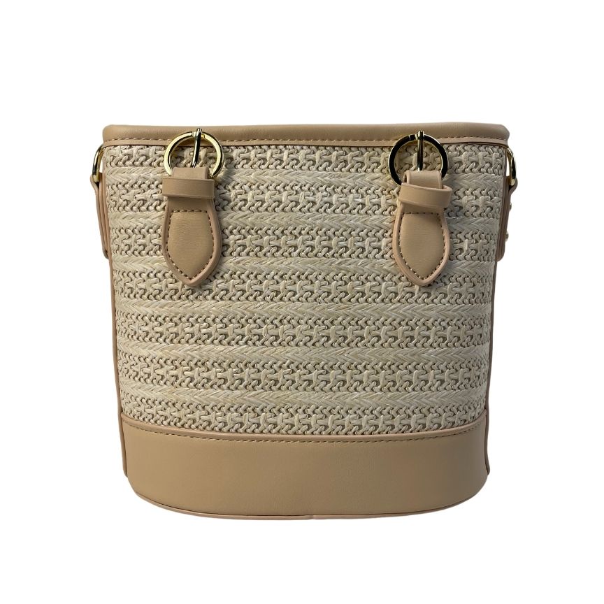 Sommerliche Crossbody Bag gewebtes Design rosa für Party, Events und Alltags