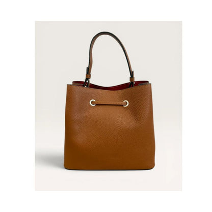"Paula" - Stilvolle Damen-Leder-Henkeltasche mit Kordelzug - mittelgroß, schlicht