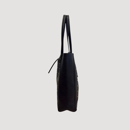 "Clara" - Stilvolle Damen-Leder-Shoppertasche mit silberfarbenen Nieten