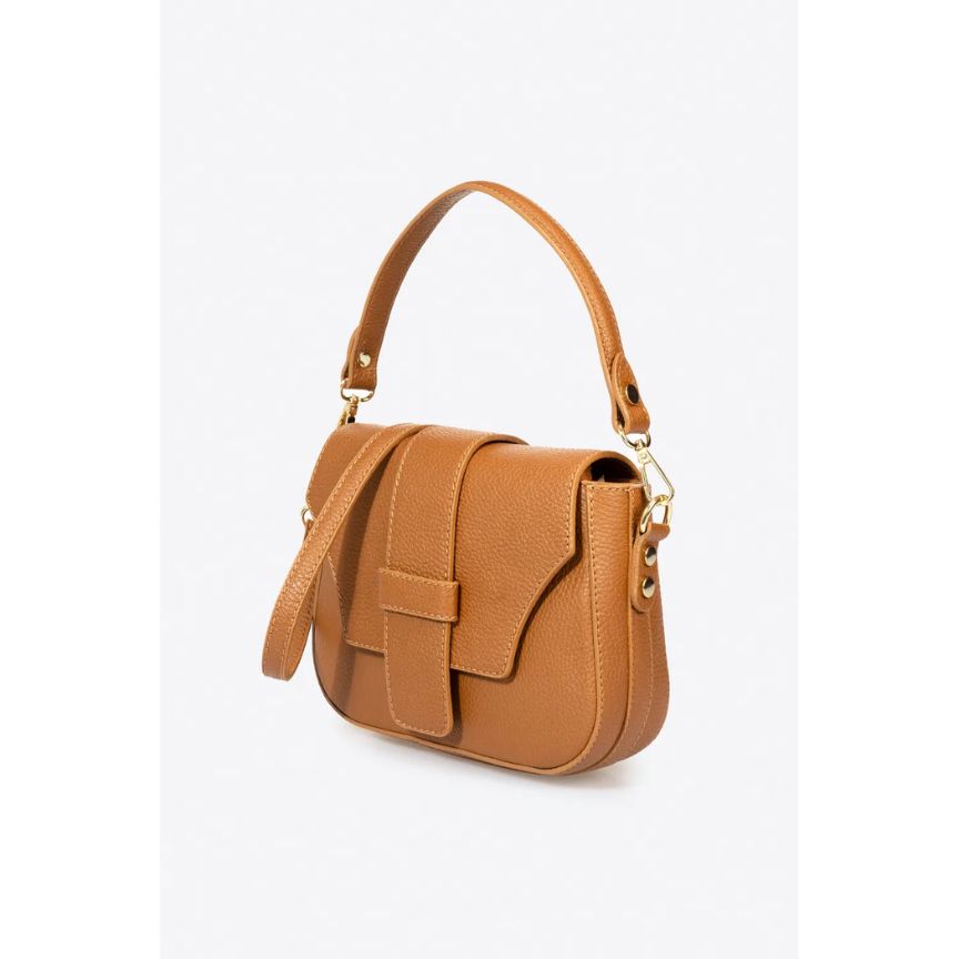 Stilvolle Damen Handtasche aus Echtleder mit langen und kurzen Gürteln