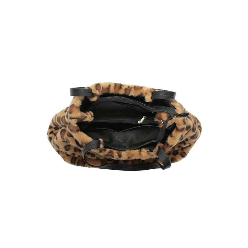 Stilvolle Damen Schultertasche aus Faux-Fur - weich, leicht und modern