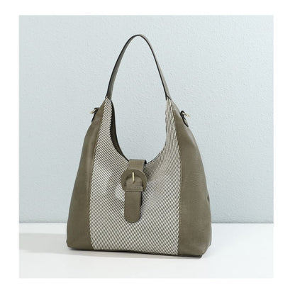 Damen Umhängetasche im stilvollen Leder-Stoff Materialmix - mittelgroß