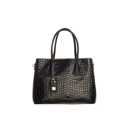 "Evelyn" - Elegante Damenhandtasche aus Leder in Kroko-Optik mit klassischer Form