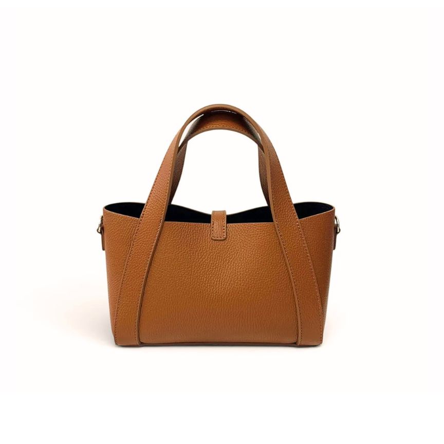 "Petra" - Edle Damenhandtasche aus Leder mit Henkeln, Schultergurt und Zusatztasche