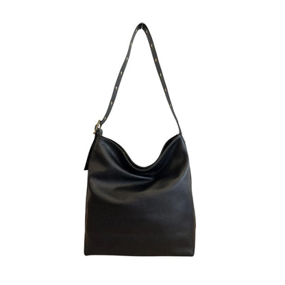 "Charlotte" - Stilvolle Leder-Shopper mit goldfarbenen Details - mittelgroß, geräumig