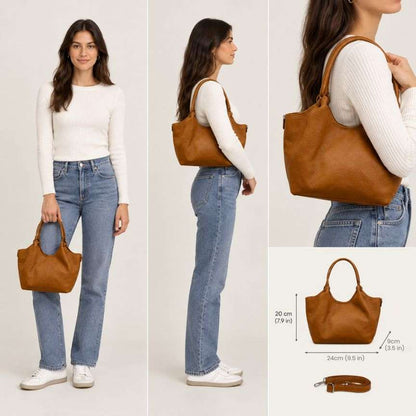 "Eva" - Stilvolle Damen Henkeltasche aus Leder für jeden Tag