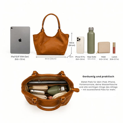 "Eva" - Stilvolle Damen Henkeltasche aus Leder für jeden Tag