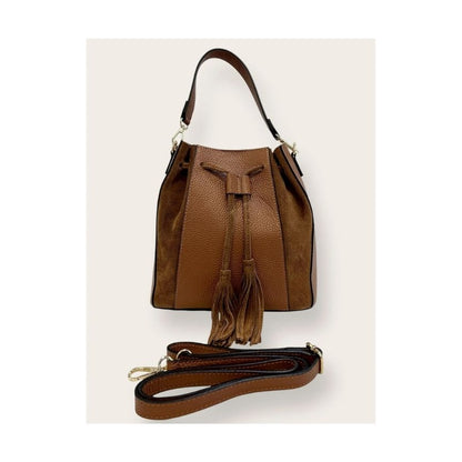 "Sandra" - Stilvolle Henkeltasche aus Leder- und Veloursleder-Mix