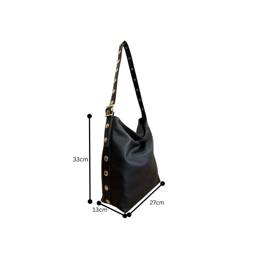 "Charlotte" - Stilvolle Leder-Shopper mit goldfarbenen Details - mittelgroß, geräumig
