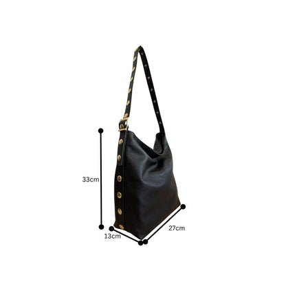 "Charlotte" - Stilvolle Leder-Shopper mit goldfarbenen Details - mittelgroß, geräumig