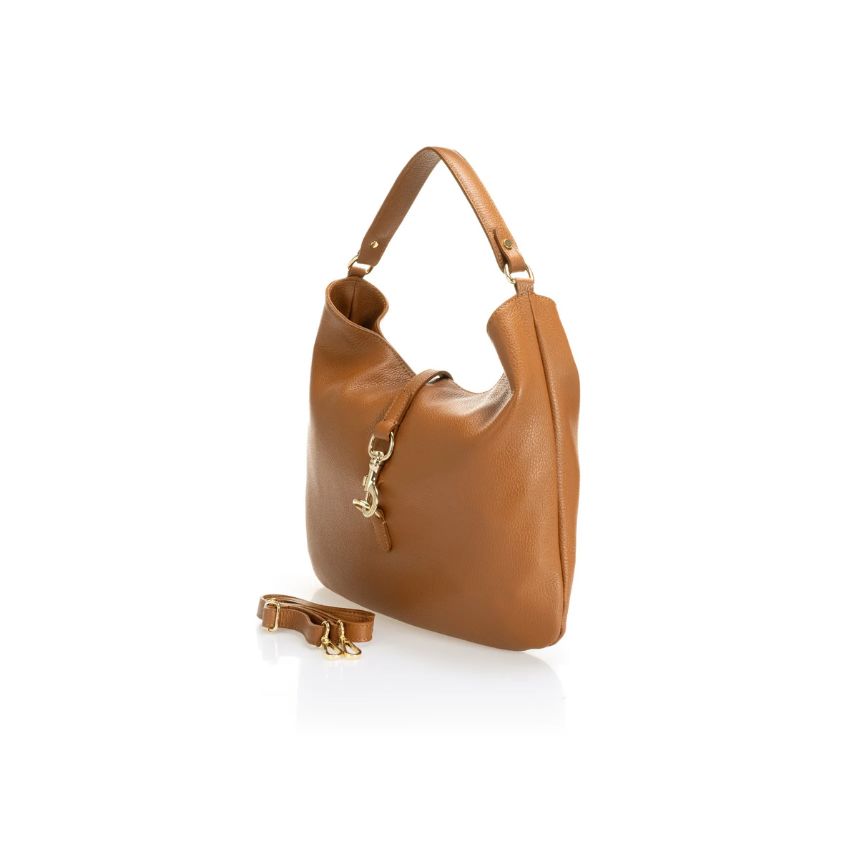"Sara" - Elegante Lederhandtasche mit Henkel und goldfarbenen Details