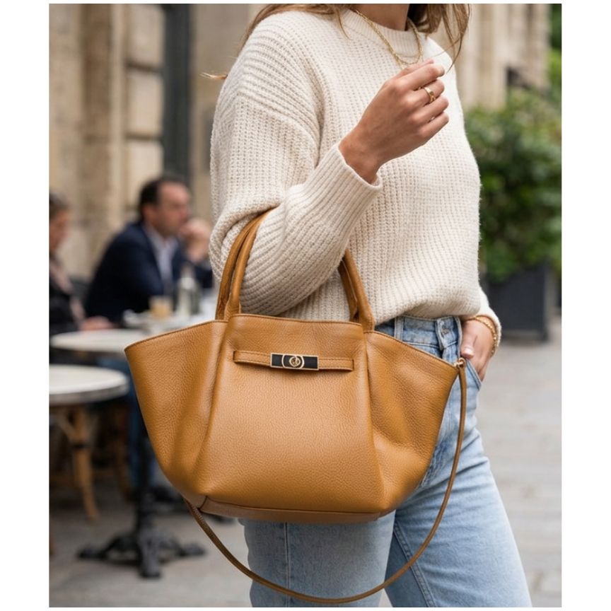 "Martina" - Damen Henkeltasche - Stilvolle Lederhandtasche mit Henkeln