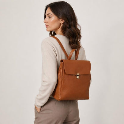 Eleganter Lederrucksack - "Harris" - Schlicht und geräumig - Ideal für den Alltag