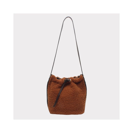 Stylische Schafledersack mit Kordelzug und Magnetverschluss - mittelgroße Schultertasche