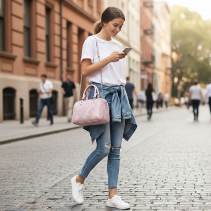 Stylische Damen Crossbody-Bag mit Nieten - Mittelgroß