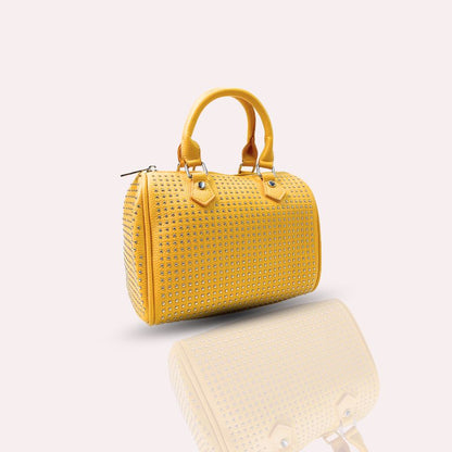 Stylische Damen Crossbody Bag mit Nieten gelb