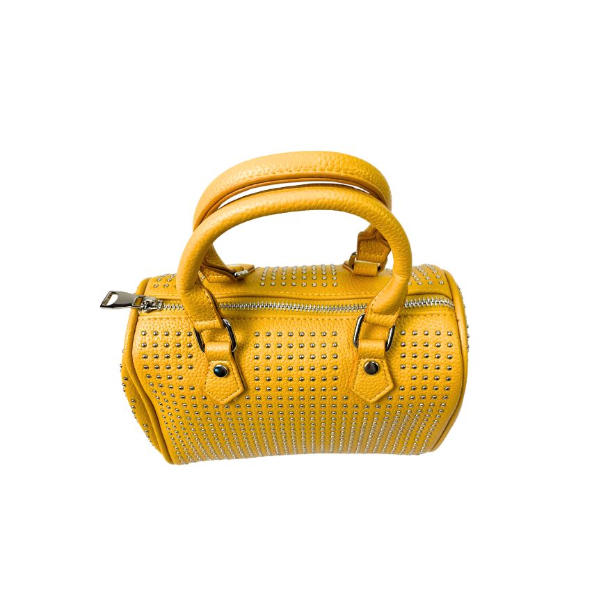 Stylische Damen Crossbody Bag mit Nieten und Tragegriffen gelb