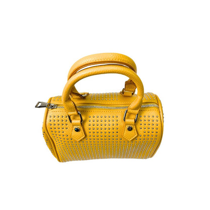 Stylische Damen Crossbody Bag mit Nieten und Tragegriffen gelb