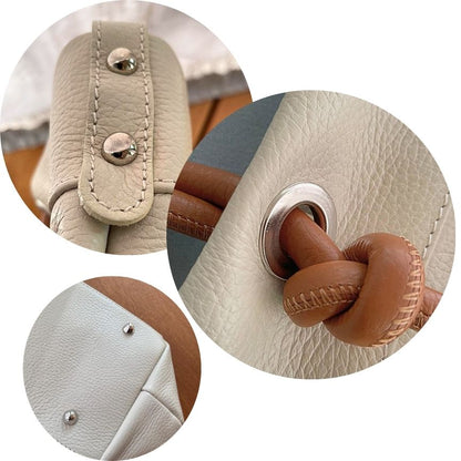 Stylische Italienische Leder Umhängetasche - mittelgroß, beige