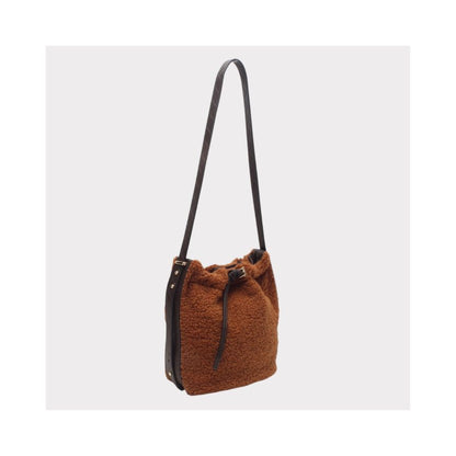 Stylische Schafledersack mit Kordelzug und Magnetverschluss - mittelgroße Schultertasche