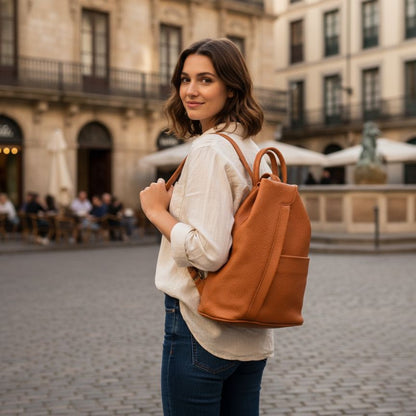 Stylischer Italienischer Damen Backpack - lässiger Lederrucksack