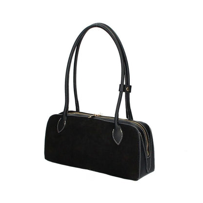 Trendige Damen Lederhandtasche in Barrelform mit langen Henkeln - elegant & modern