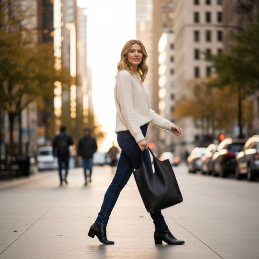 Trendy Damen Echtleder Shopper - weich, geräumig, schlicht & stilvoll