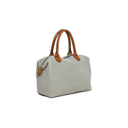 Mittelgroße Umhängetasche - Duffelbag aus Canvas mit Lederbesatz