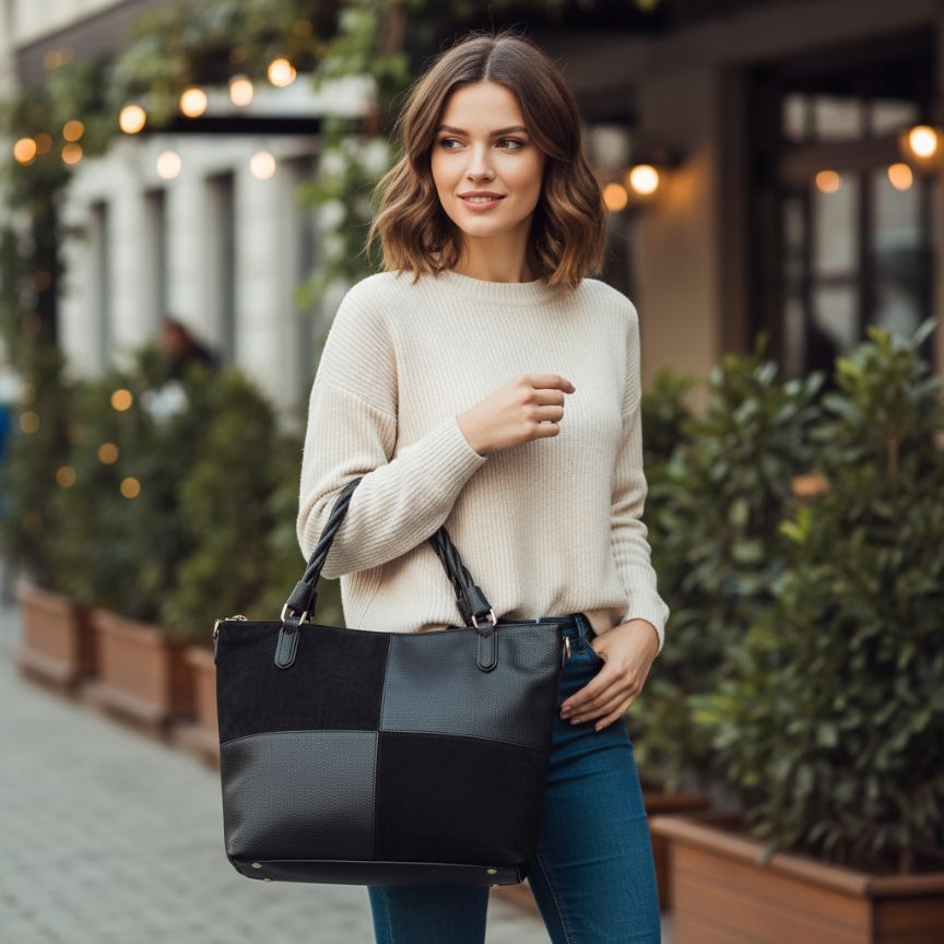 Große Umhängetasche - Seiloptik & stabile Henkel