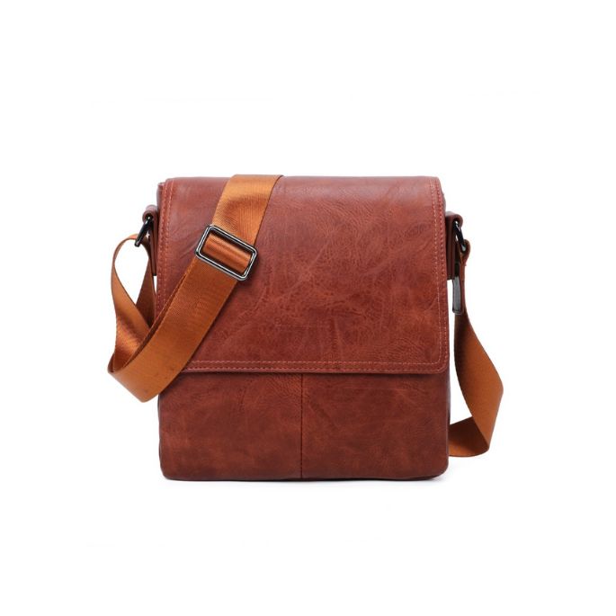 moderner Herren Messenger Bag, geräumig, diverse Fächer, in kastanienbraun, camel, schwarz