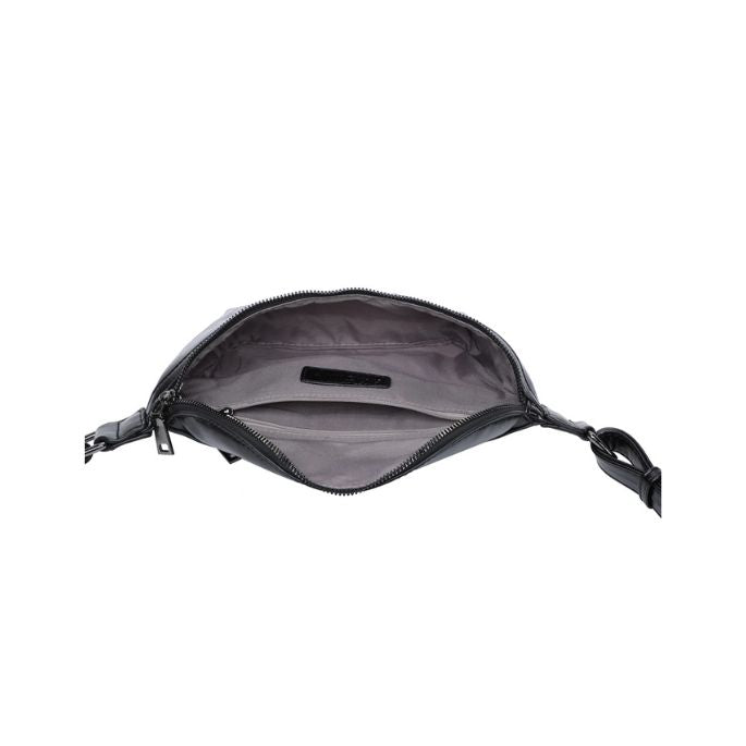 Draufsciht Innenansicht Bauchtasche für Reisen, modern schwarz 