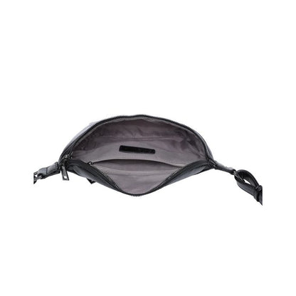 Draufsciht Innenansicht Bauchtasche für Reisen, modern schwarz 