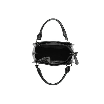 Draufsicht Innenansicht elegante Damen Rund Tasche schwarz