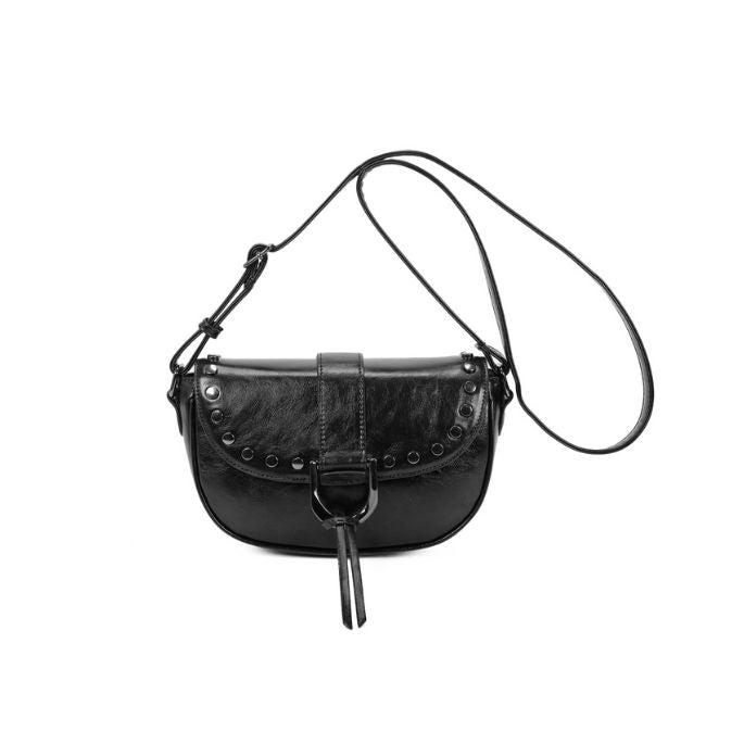 coole schwarze Damentasche mit Metall Details und Nieten