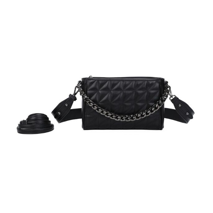 coole Designer Abendtasche im Stepp Design schwarz