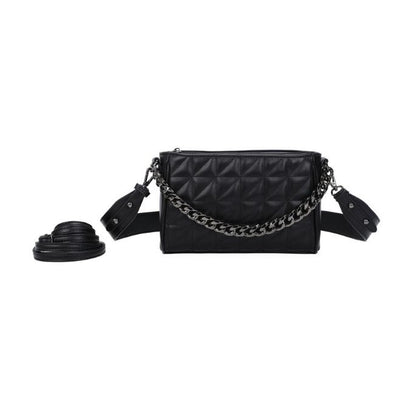 coole Designer Abendtasche im Stepp Design schwarz