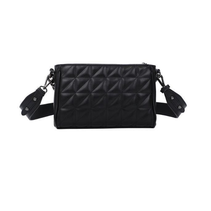 Rückseite coole Designer Abendtasche im Stepp Design schwarz