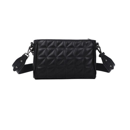 Rückseite coole Designer Abendtasche im Stepp Design schwarz