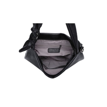 Draufsicht Innenansicht coole Design Handtasche schwarz alltagstauglich