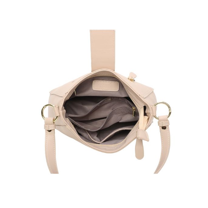 Draufsicht Innenansicht stylische moderne Tragetasche mit Magnetklappverschluß , in beige oder taupe