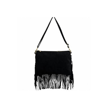 Elisabeth - Wildleder Crossbodybag mit Fransen - Boho-Style