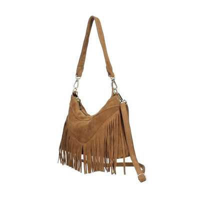 Wildleder Crossbodybag mit Fransen - Moderner Boho-Style