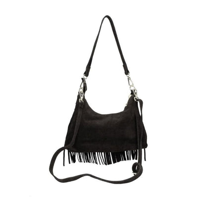 Wildleder Crossbodybag mit Fransen - Moderner Boho-Style