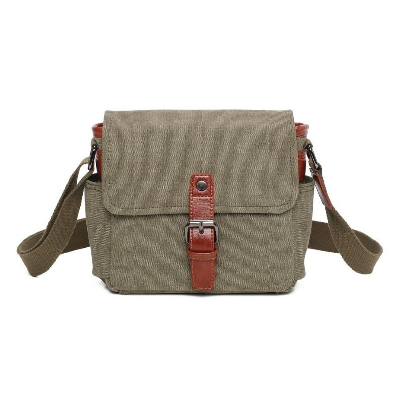 Stabile Messengertasche aus Canvas mit praktischen Seitentaschen Grün