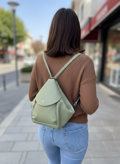 Damen Schultertasche mit Rucksack-Funktion und versteckter Tasche
