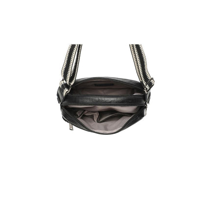 Crossbody-Bag - mittelgroße Damenhandtasche im Leder-Stoff Materialmix